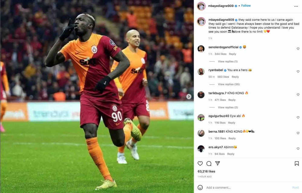 mbaye diagne den galatasaray yonetimine lisans sitemi